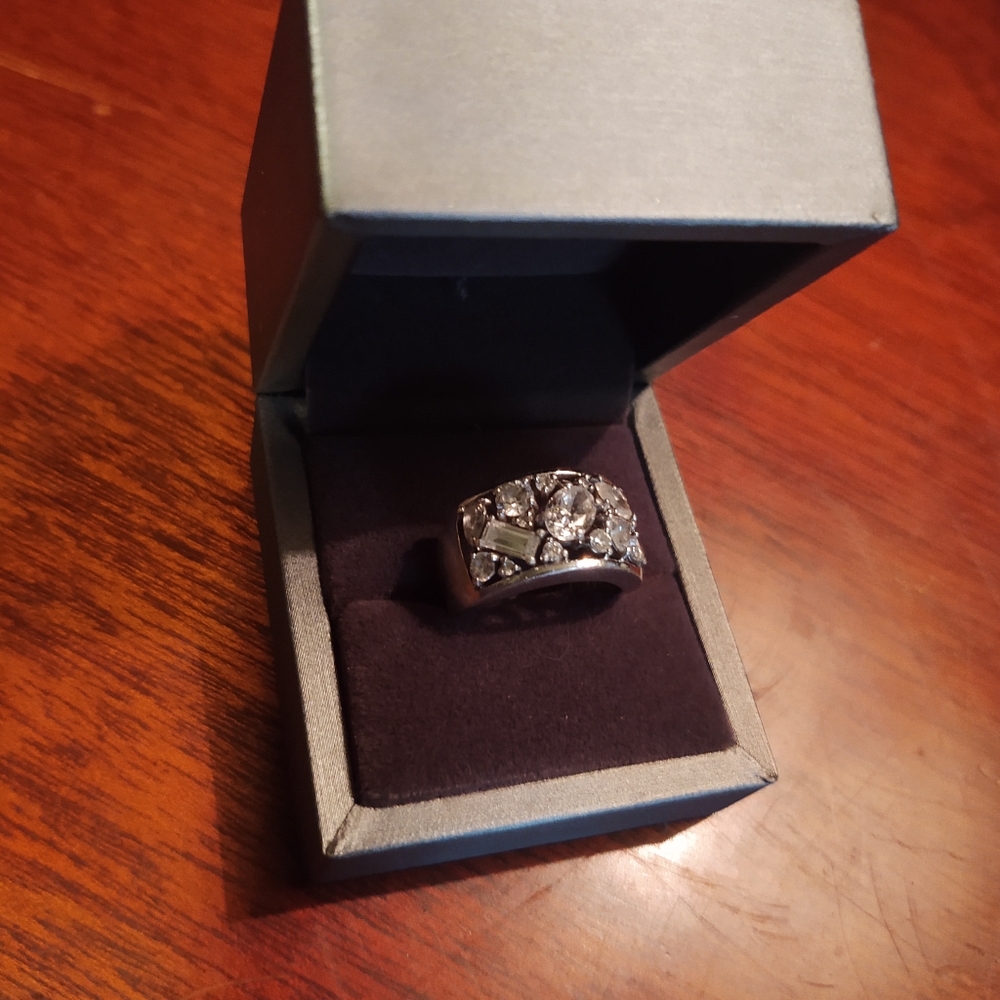 Stirling silver ring with cubic zirconia stones